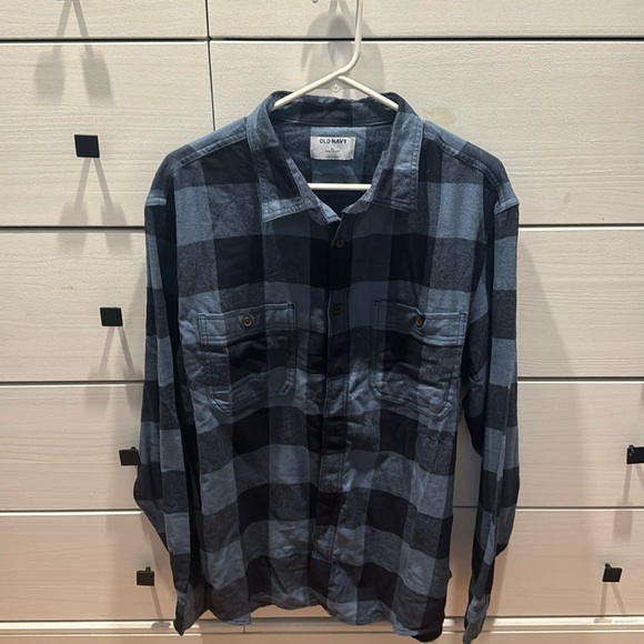 Old Navy Other - Old Navy blue double brushed flannel plaid long sleeve shirt sz XL New With Tags